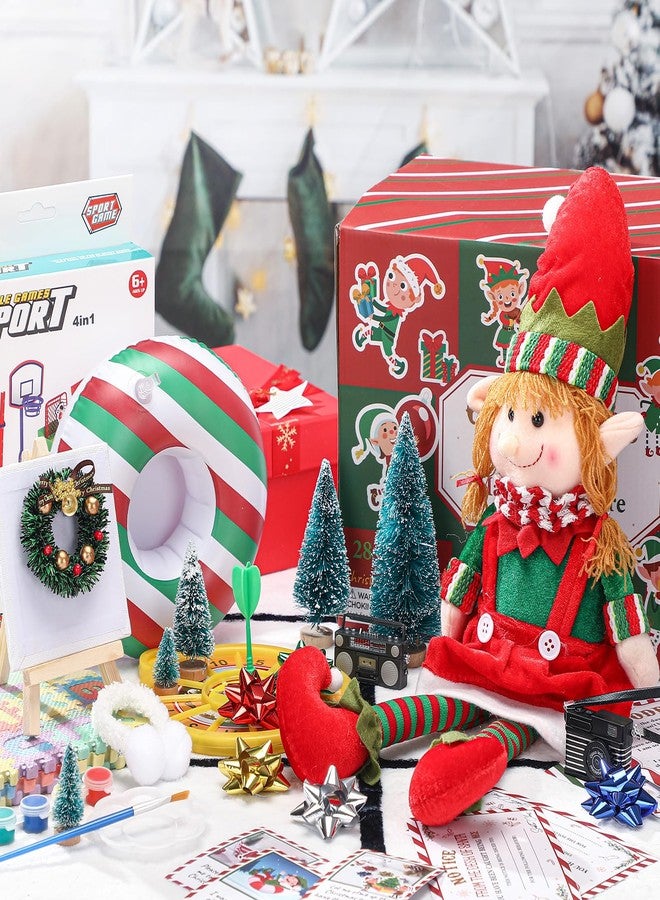 Hollowfly Elf Kit 24+4 Days of Christmas 2025, 28 Days of Elf Magic Kit, Holiday Advent Calendar, Xmas Countdown Box Include Daily Elves Scene Prop, Card Accessories for Christmas Decor(Stripe) - Image 4